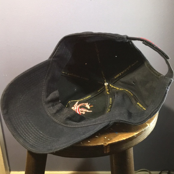 Dark blue Pilatus Globus full 6 panel hat adjustable back strap cap w stitching - Picture 10 of 13